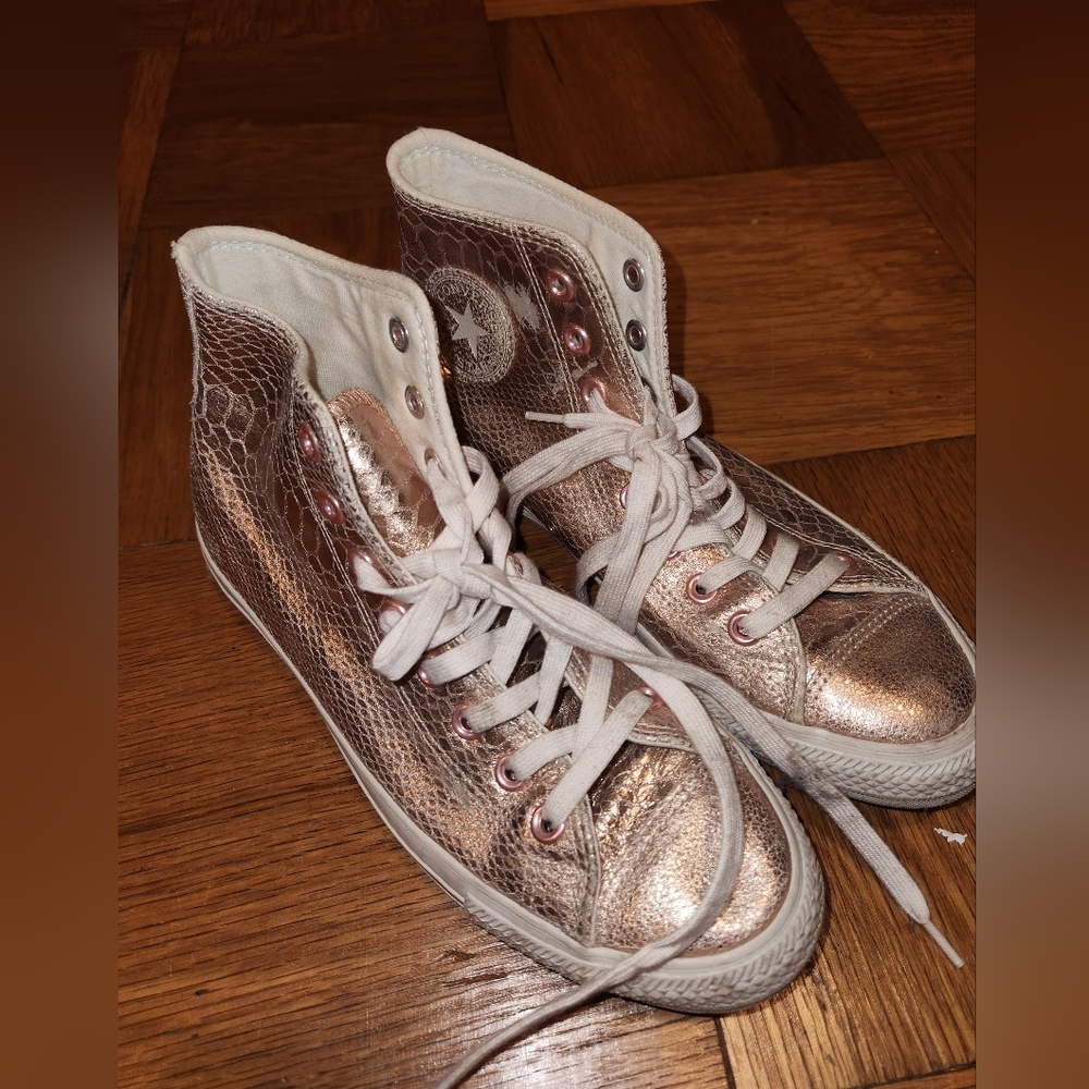 Converse All Star, Rose Gold Leather, womens size 9